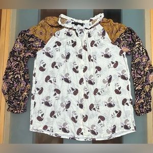 Jane + Delancey Peasant Paisley longsleeve blouse size small